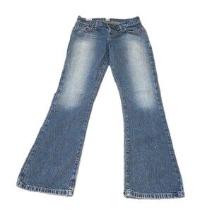 AMERICAN & FITCH Sz 2S Y2K Vintage Blue Bratz Distressed Flare Grunge Punk Jeans